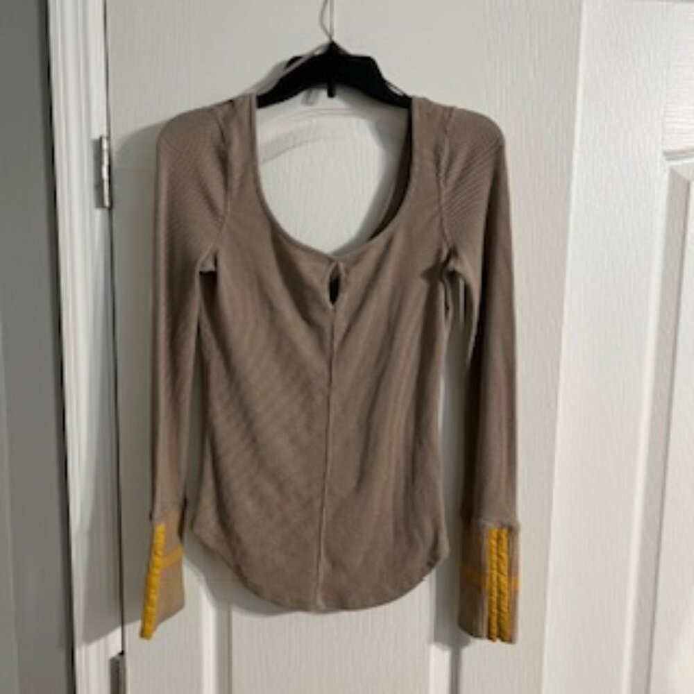 Free People We The Free Women's Top Striped With Eye And Hook Sleeves Medium